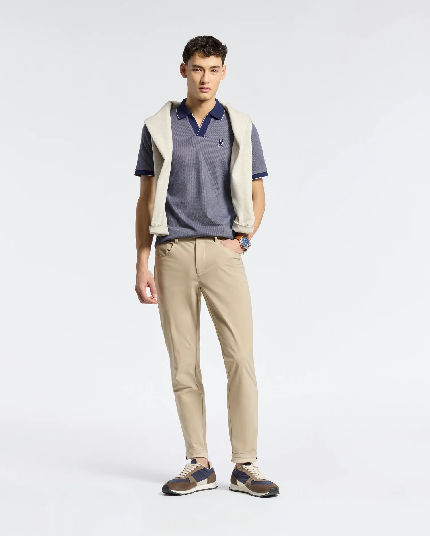 MENS MACKAY JACQUARD JOHNNY COLLAR POLO - B6K408F200 - Image 6